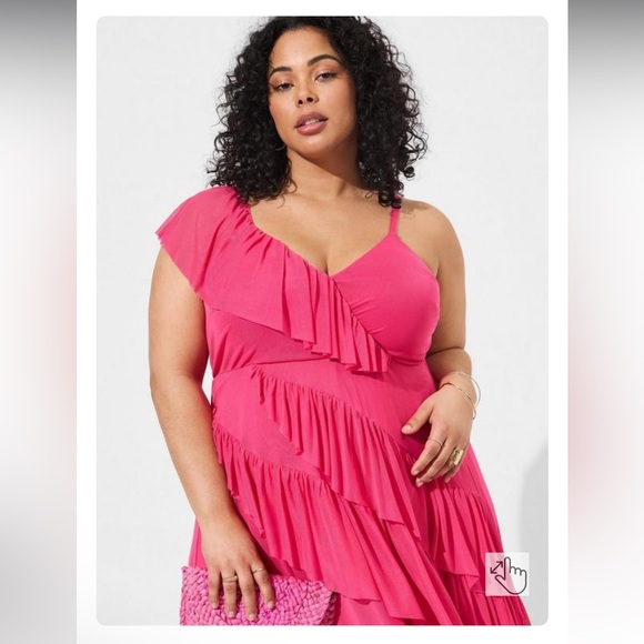 Torrid Pink Ruffle Dress - Torrid Size 6 - 6X - Plus Size 30 dress - Picture 2 of 7